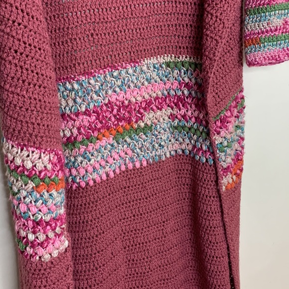 Handmade Knitted Long Sleeve Duster Cardigan | Recycled | Cozy Wrap | Grandma - Picture 5 of 13